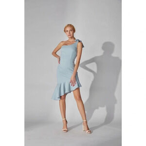 Lena Unbalanced Ruffle Bodycon Hem Mini Dress Baby Blue Size S NWT